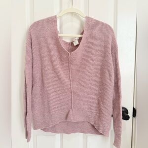 Kaisely Pink V-Neck Sweater Soft Knit Casual‎